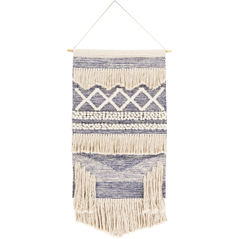 Bhadohi Handwoven Wool Geometric Fringed Wall Hanging